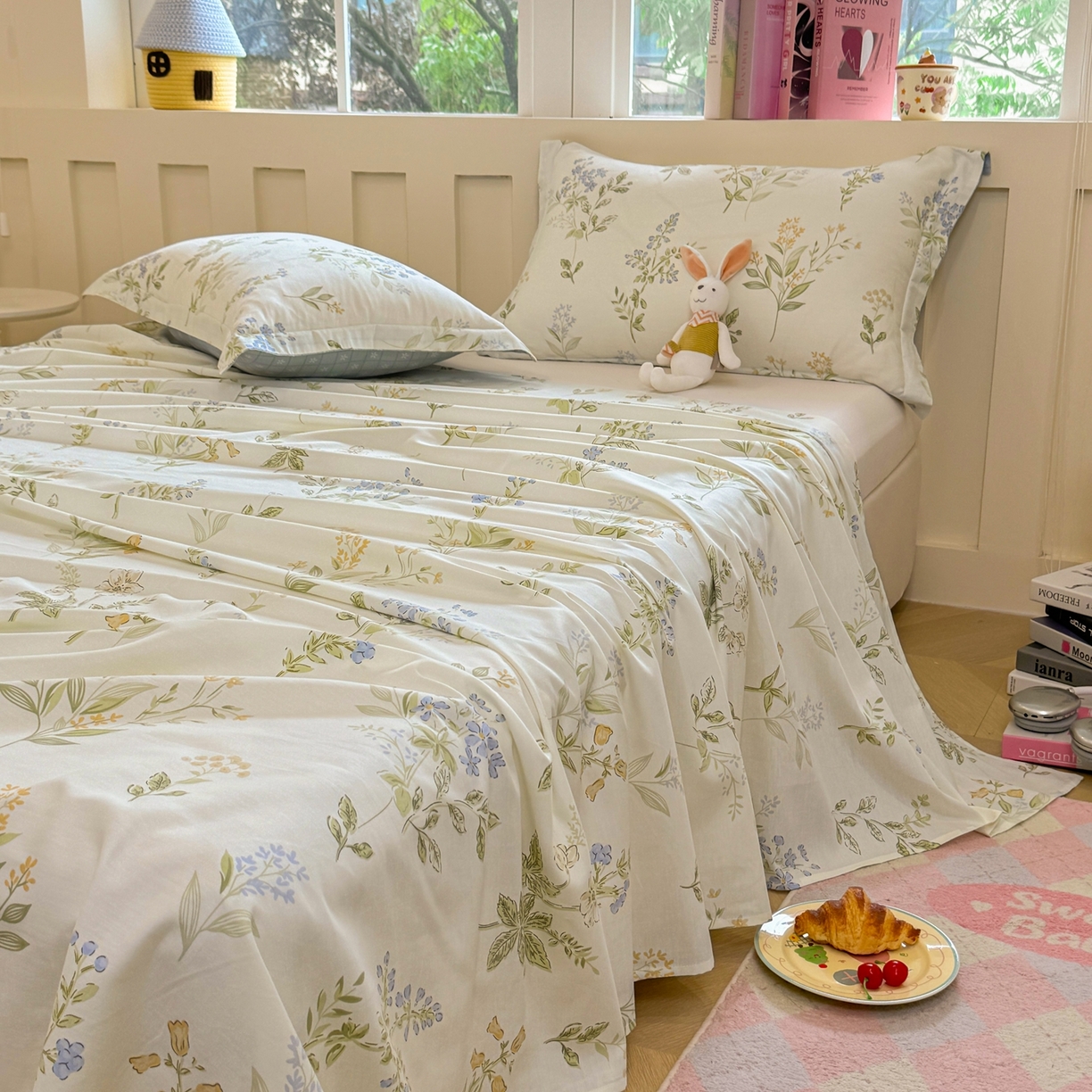 91家纺网 家纺一手货源 找家纺 壹贝家纺 2025新款小清新全棉纯棉印花系列-单床单 沁园春