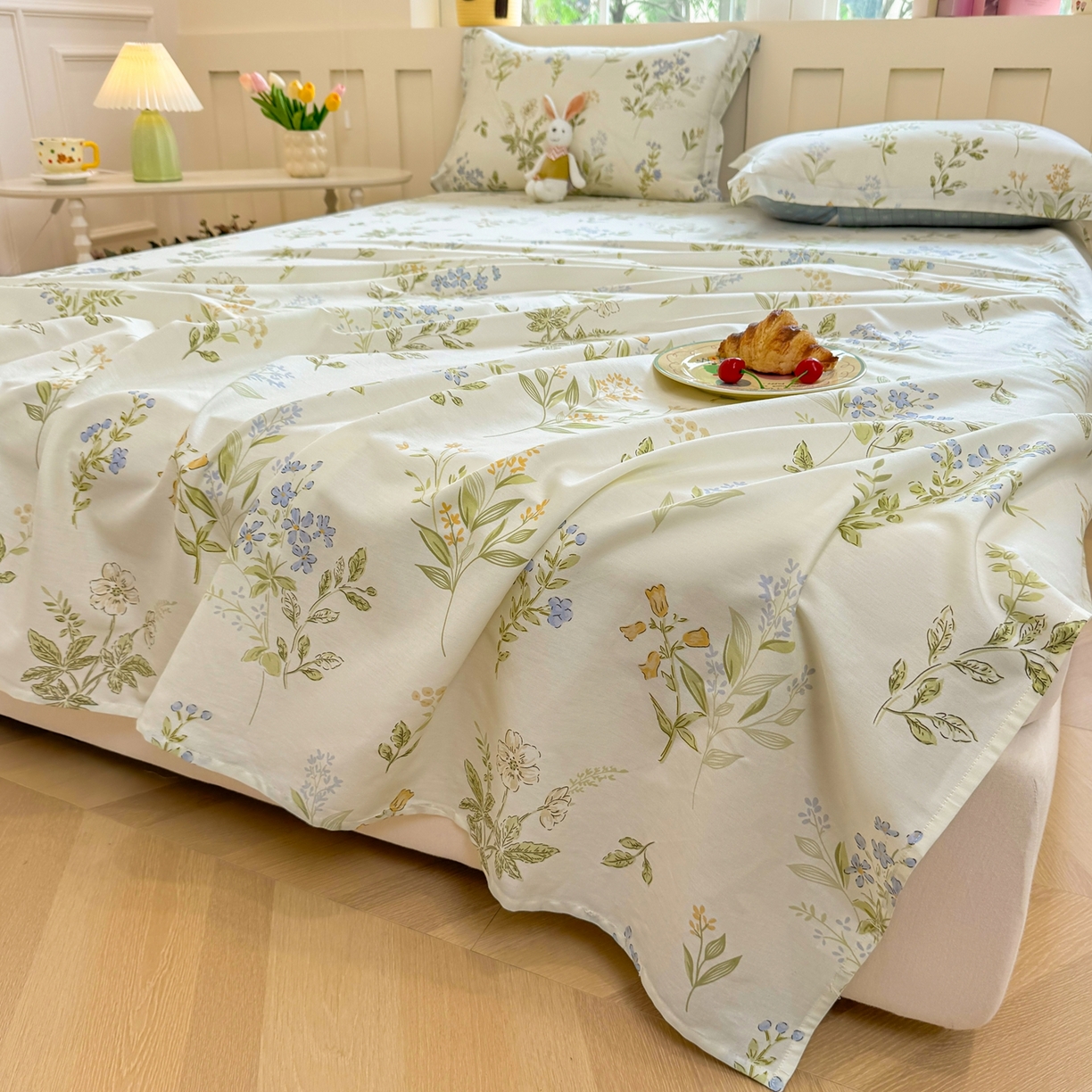 91家纺网 家纺一手货源 找家纺 壹贝家纺 2025新款小清新全棉纯棉印花系列-单床单 沁园春