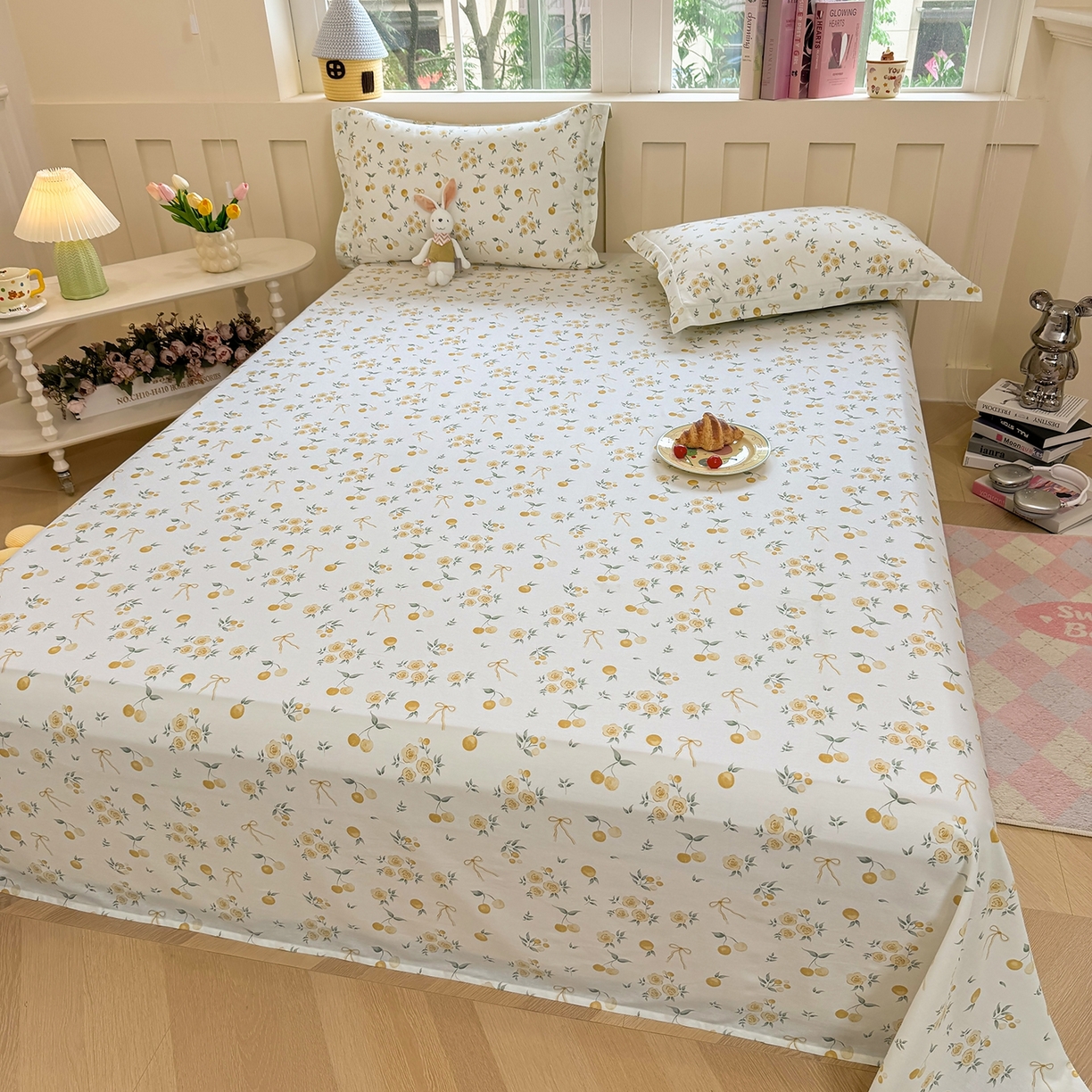 91家纺网 家纺一手货源 找家纺 壹贝家纺 2025新款小清新全棉纯棉印花系列-单床单 如愿