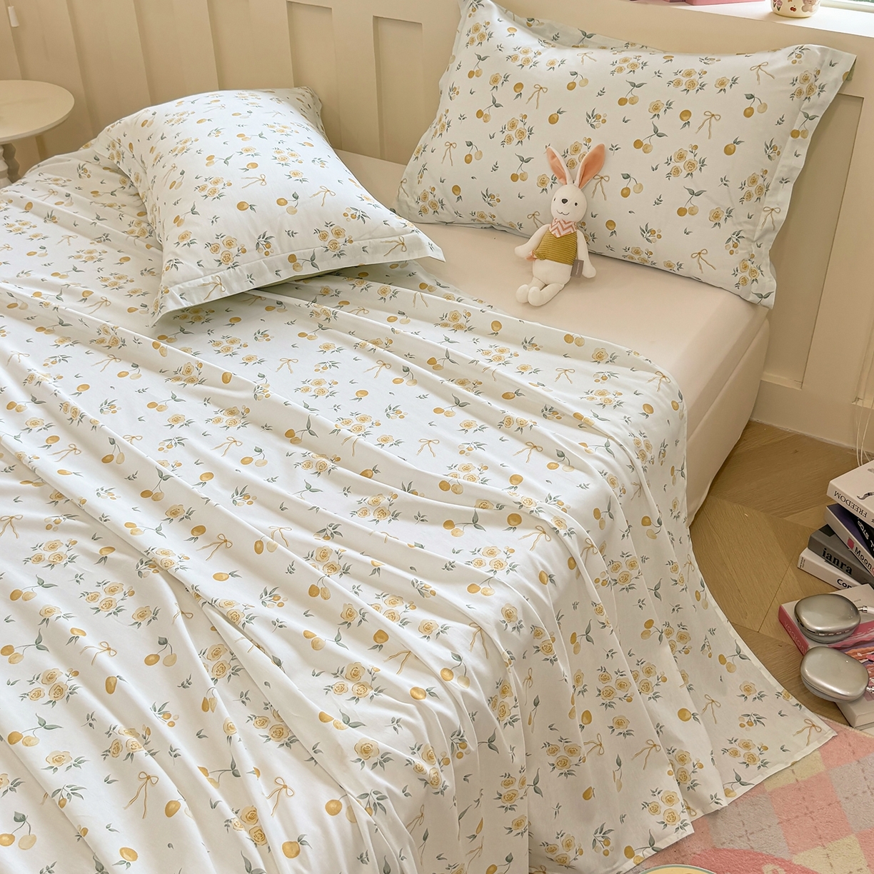 91家纺网 家纺一手货源 找家纺 壹贝家纺 2025新款小清新全棉纯棉印花系列-单床单 如愿