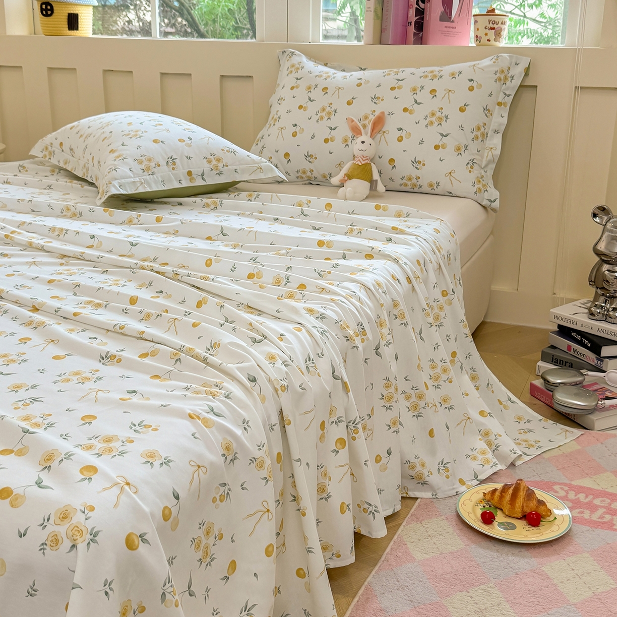 91家纺网 家纺一手货源 找家纺 壹贝家纺 2025新款小清新全棉纯棉印花系列-单床单 如愿