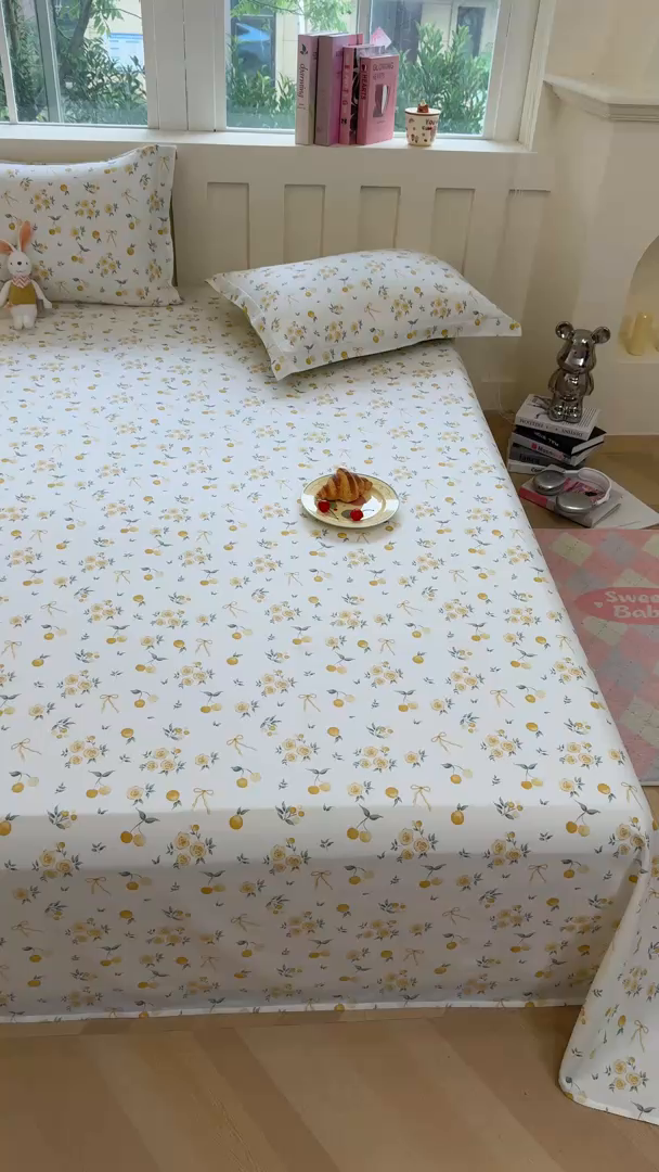 91家纺网 家纺一手货源 找家纺 壹贝家纺 2025新款小清新全棉纯棉印花系列-单床单 如愿