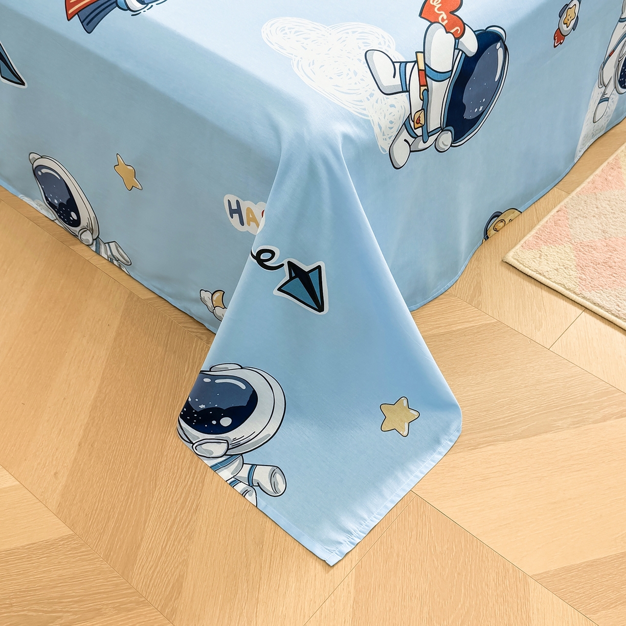 91家纺网 家纺一手货源 找家纺 壹贝家纺 2025新款小清新全棉纯棉印花系列-单床单 太空奇遇