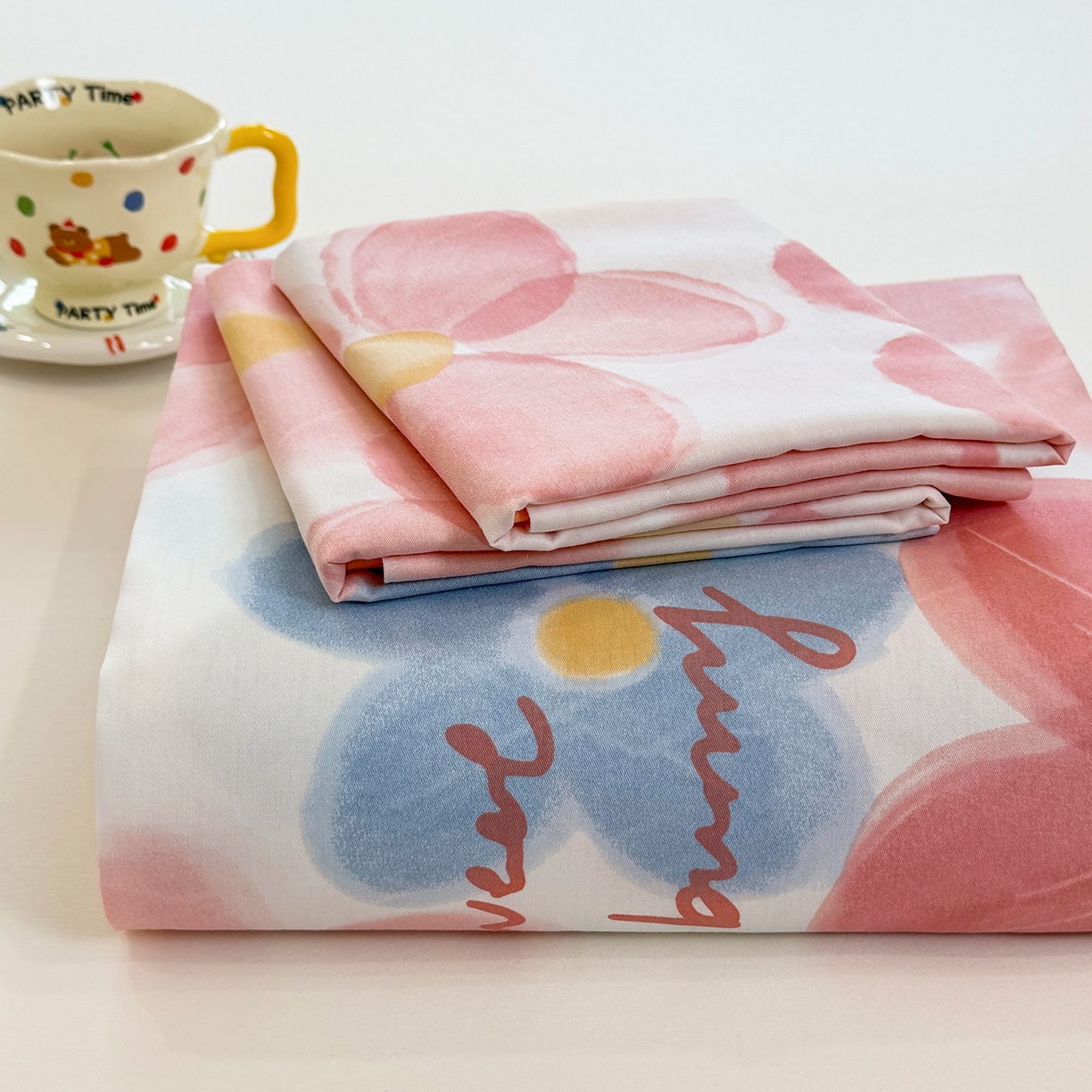 91家纺网 家纺一手货源 找家纺 壹贝家纺 2025新款小清新全棉纯棉印花系列-单床单 夕颜花开