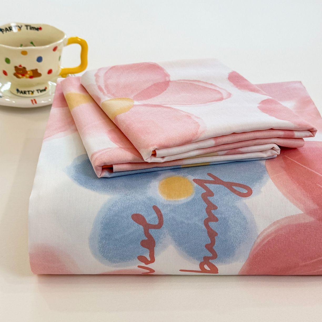 91家纺网 家纺一手货源 找家纺 壹贝家纺 2025新款小清新全棉纯棉印花系列-单床单 夕颜花开