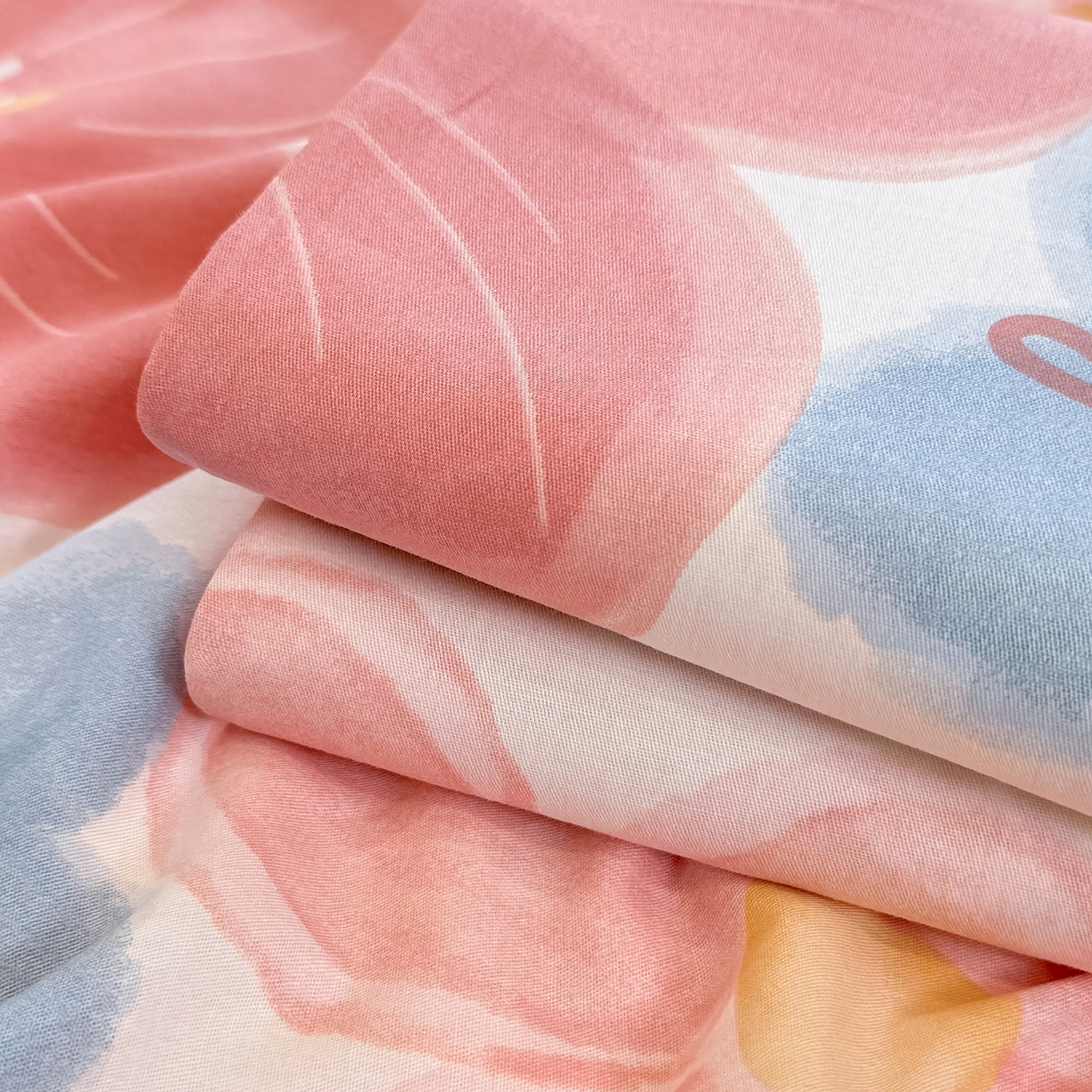 91家纺网 家纺一手货源 找家纺 壹贝家纺 2025新款小清新全棉纯棉印花系列-单床单 夕颜花开