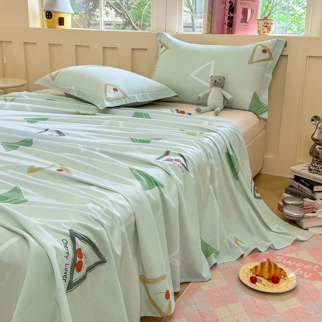 91家纺网 家纺一手货源 找家纺 壹贝家纺 2025新款小清新全棉纯棉印花系列-单床单(喷气工艺)(高品质)(花型持续更新)(接受各种预定尺寸) 小可布丁