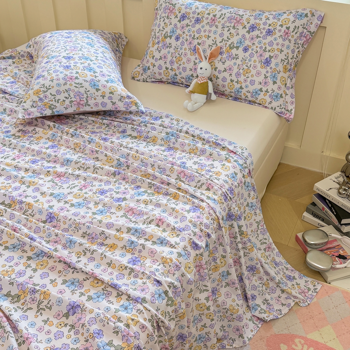 91家纺网 家纺一手货源 找家纺 壹贝家纺 2025新款小清新全棉纯棉印花系列-单床单 小美满