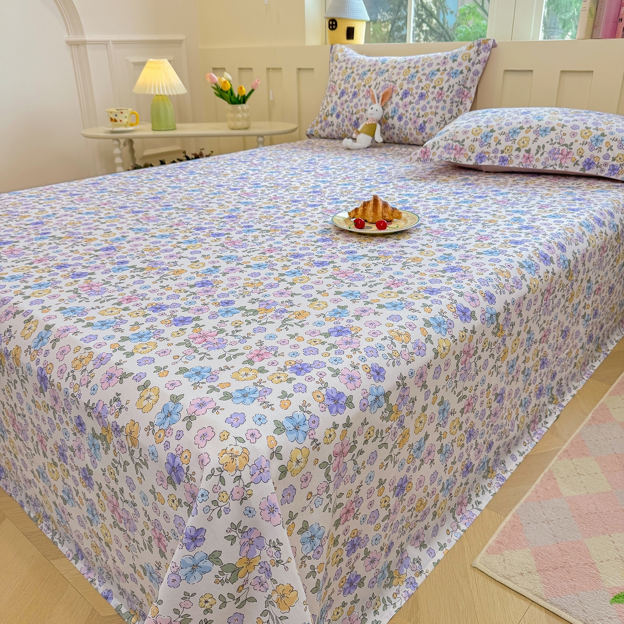 91家纺网 家纺一手货源 找家纺 壹贝家纺 2025新款小清新全棉纯棉印花系列-单床单 小美满