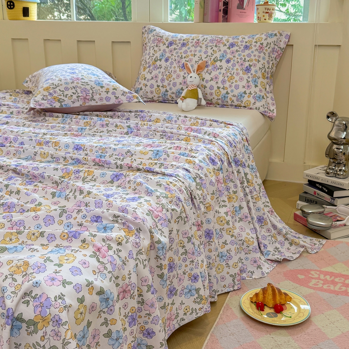 91家纺网 家纺一手货源 找家纺 壹贝家纺 2025新款小清新全棉纯棉印花系列-单床单 小美满