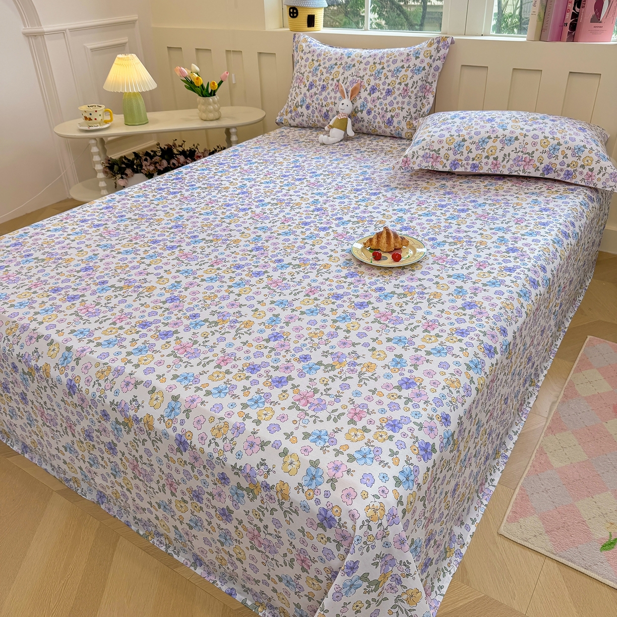 91家纺网 家纺一手货源 找家纺 壹贝家纺 2025新款小清新全棉纯棉印花系列-单床单 小美满