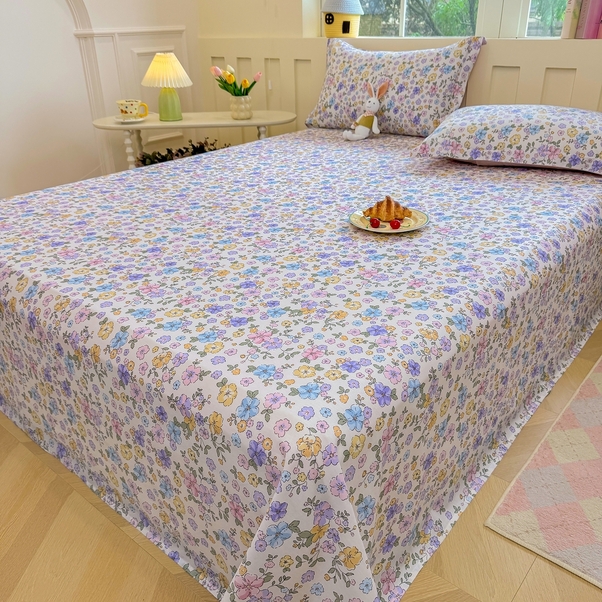 91家纺网 家纺一手货源 找家纺 壹贝家纺 2025新款小清新全棉纯棉印花系列-单床单 小美满