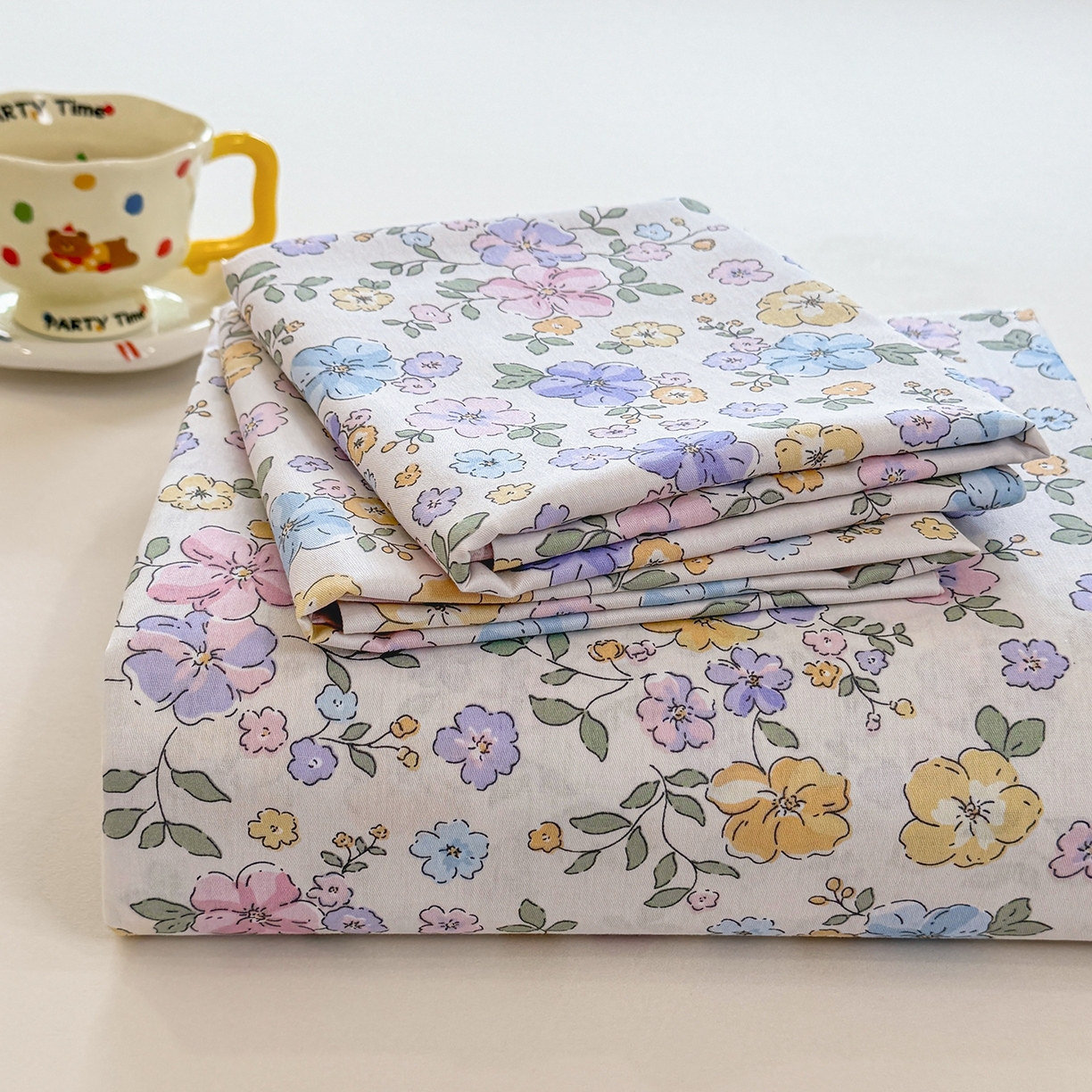 91家纺网 家纺一手货源 找家纺 壹贝家纺 2025新款小清新全棉纯棉印花系列-单床单 小美满