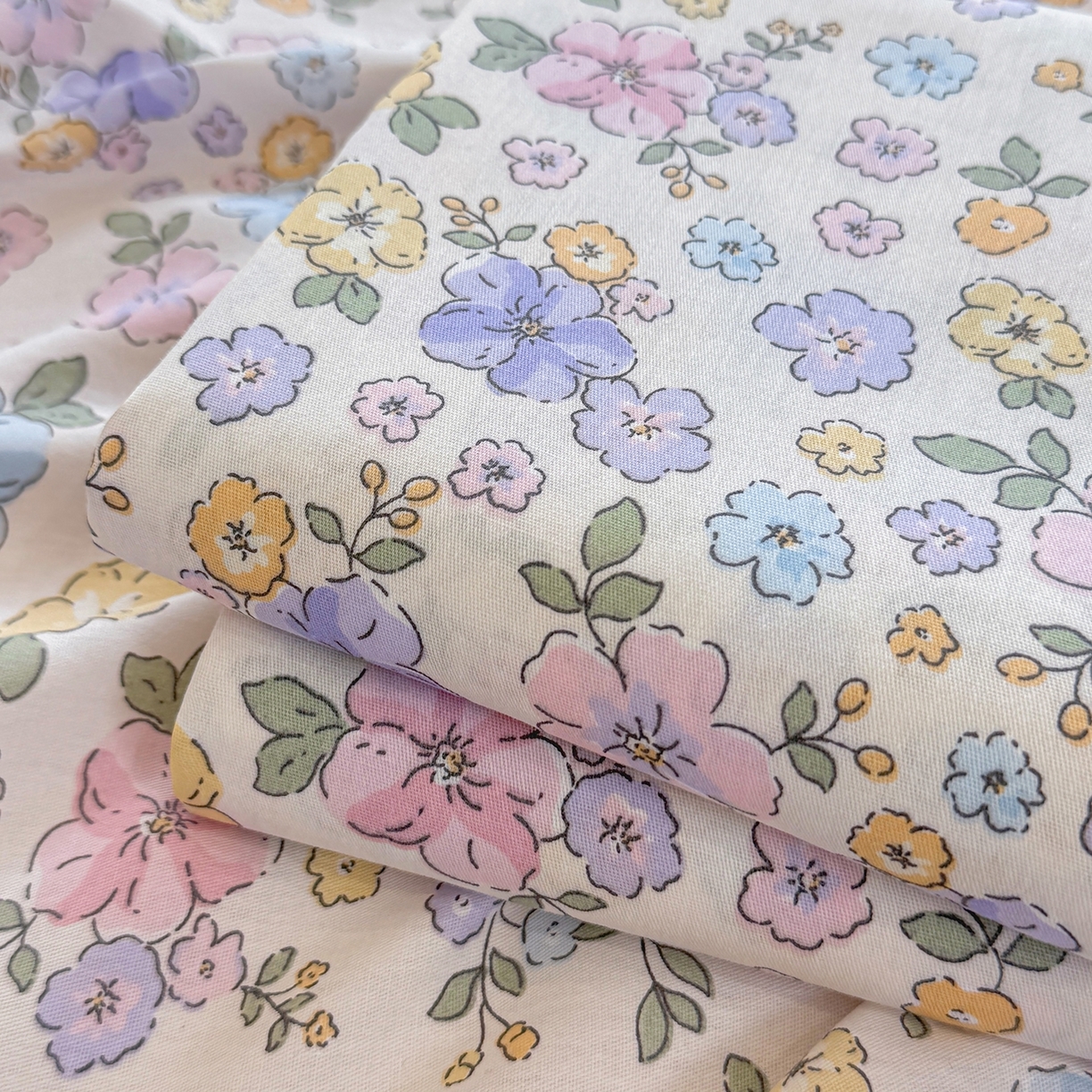 91家纺网 家纺一手货源 找家纺 壹贝家纺 2025新款小清新全棉纯棉印花系列-单床单 小美满