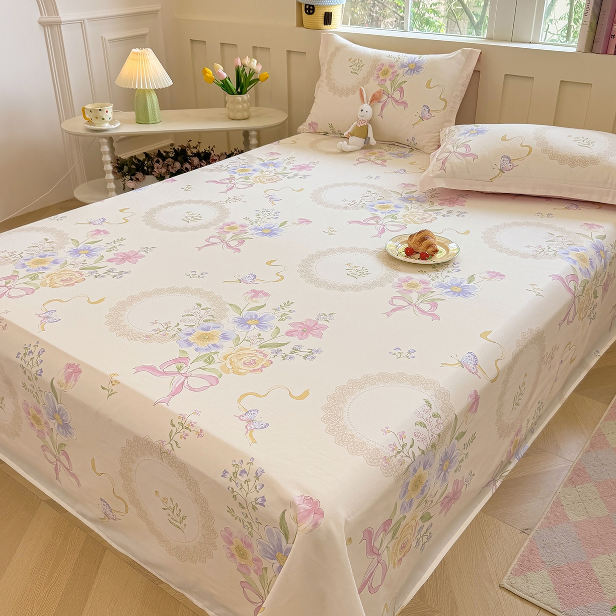 91家纺网 家纺一手货源 找家纺 壹贝家纺 2025新款小清新全棉纯棉印花系列-单床单 新恰如初