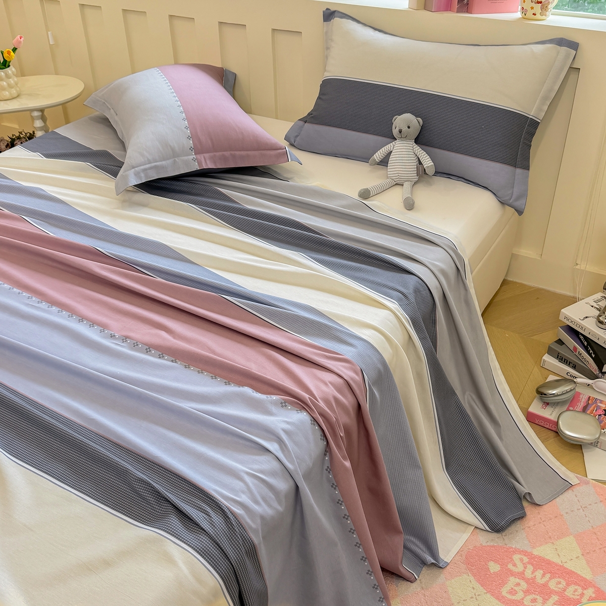 91家纺网 家纺一手货源 找家纺 壹贝家纺 2025新款小清新全棉纯棉印花系列-单床单 致青春