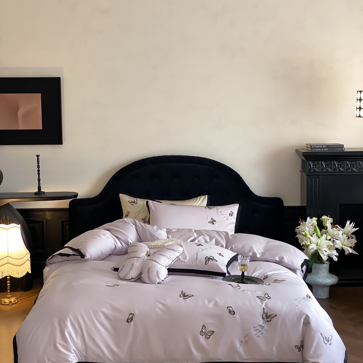 佳汐蓝家纺 2025春夏新款天丝棉刺绣四件套-蕾丝幻影 蕾丝幻影·紫