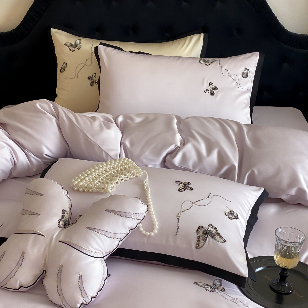 91家纺网 家纺一手货源 找家纺 佳汐蓝家纺 2025春夏新款天丝棉刺绣四件套-蕾丝幻影 蕾丝幻影·紫