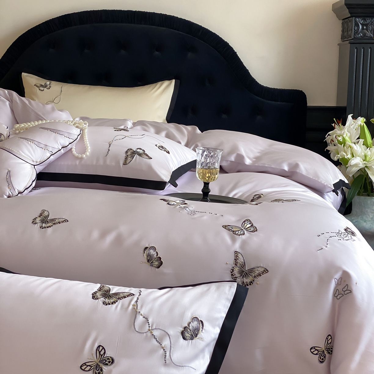 91家纺网 家纺一手货源 找家纺 佳汐蓝家纺 2025春夏新款天丝棉刺绣四件套-蕾丝幻影 蕾丝幻影·紫