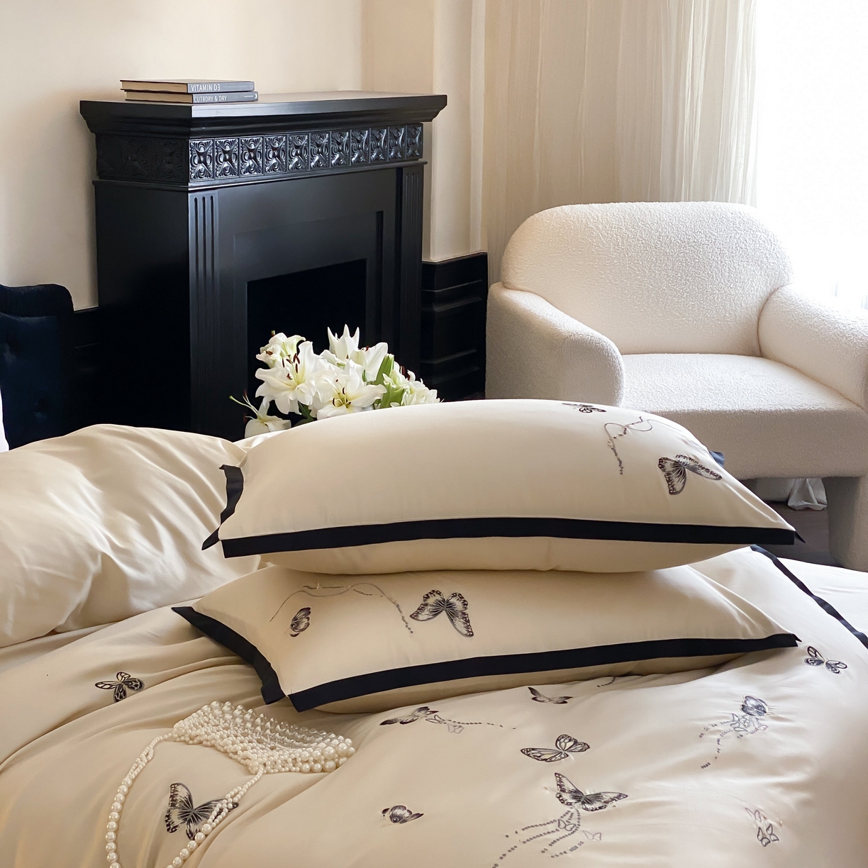 91家纺网 家纺一手货源 找家纺 佳汐蓝家纺 2025春夏新款天丝棉刺绣四件套-蕾丝幻影 蕾丝幻影·香槟