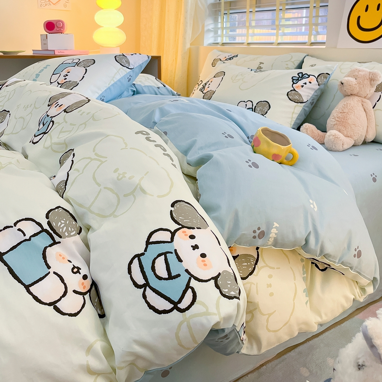 91家纺网 家纺一手货源 找家纺 瑞莱 2023新款13372全棉印花单被套 班尼狗