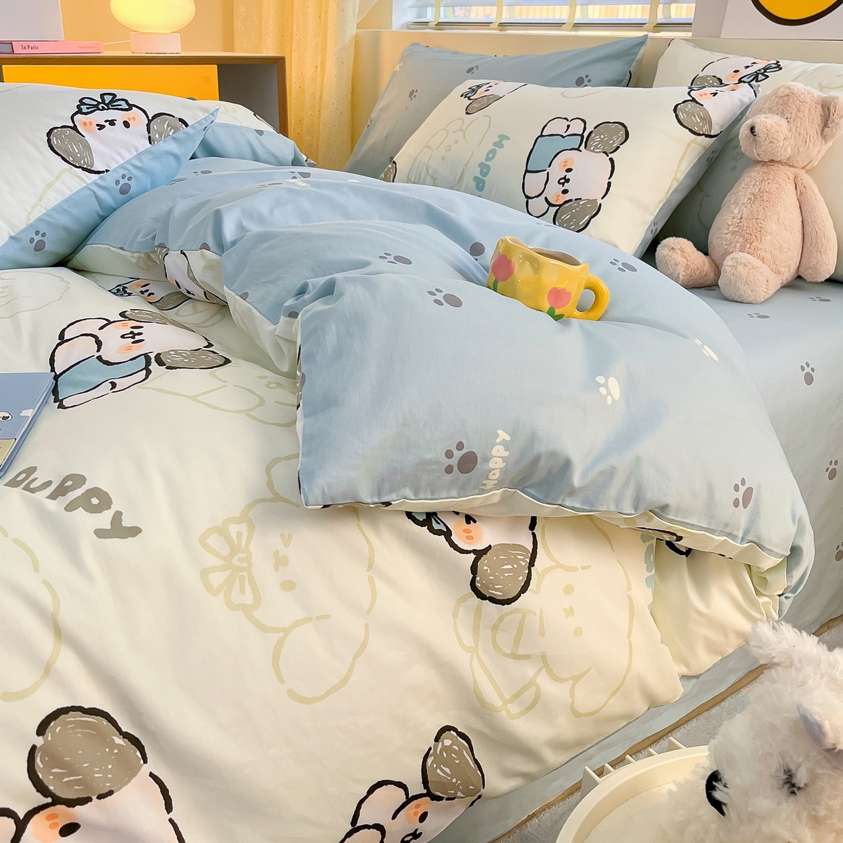 91家纺网 家纺一手货源 找家纺 瑞莱 2023新款13372全棉印花单被套 班尼狗