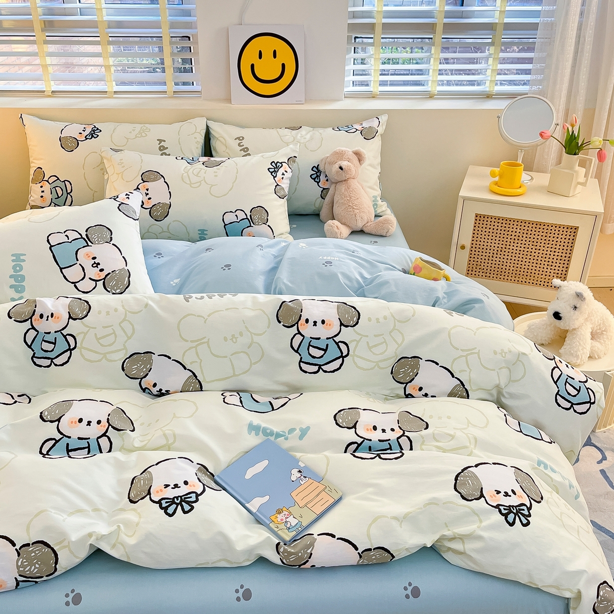 91家纺网 家纺一手货源 找家纺 瑞莱 2023新款13372全棉印花单被套 班尼狗