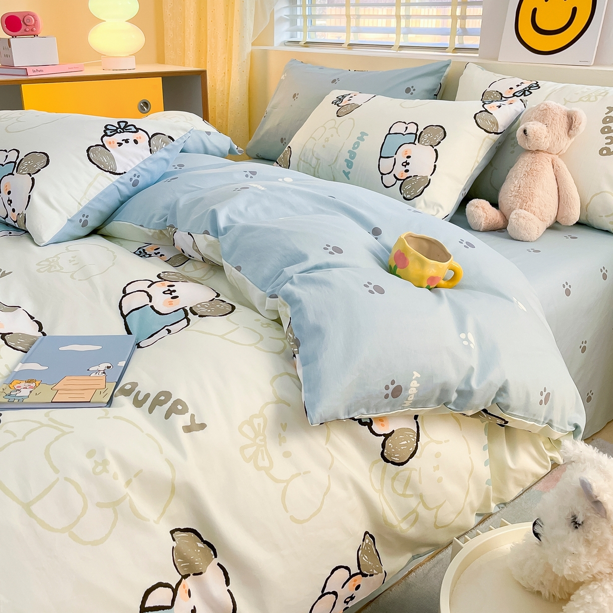 91家纺网 家纺一手货源 找家纺 瑞莱 2023新款13372全棉印花单被套 班尼狗