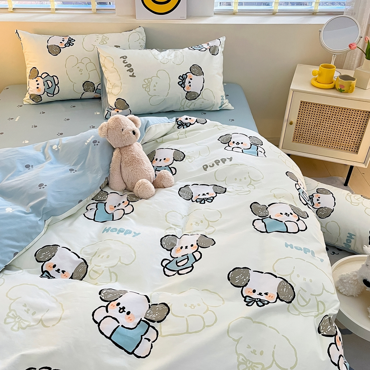 91家纺网 家纺一手货源 找家纺 瑞莱 2023新款13372全棉印花单被套 班尼狗