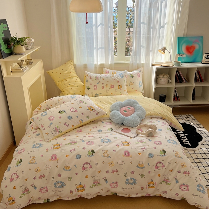 91家纺网 家纺一手货源 找家纺 瑞莱 2023新款13372全棉印花单被套 开心生活