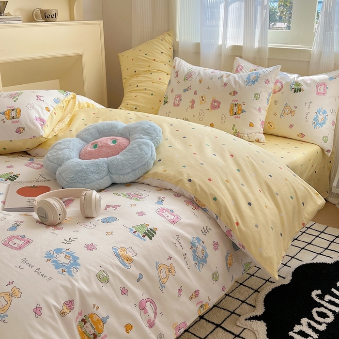 91家纺网 家纺一手货源 找家纺 瑞莱 2023新款13372全棉印花单被套 开心生活