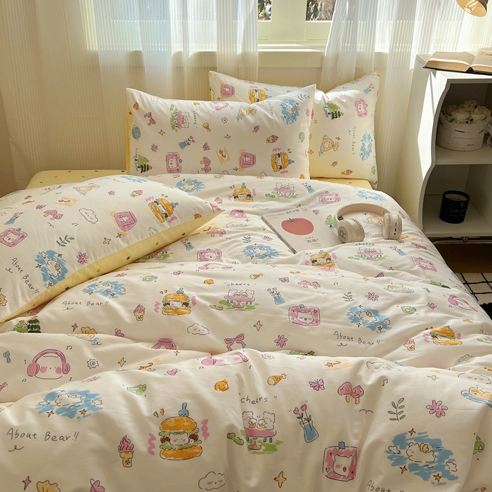 91家纺网 家纺一手货源 找家纺 瑞莱 2023新款13372全棉印花单被套 开心生活