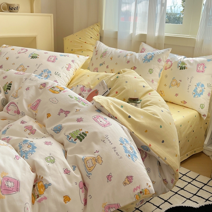 91家纺网 家纺一手货源 找家纺 瑞莱 2023新款13372全棉印花单被套 开心生活