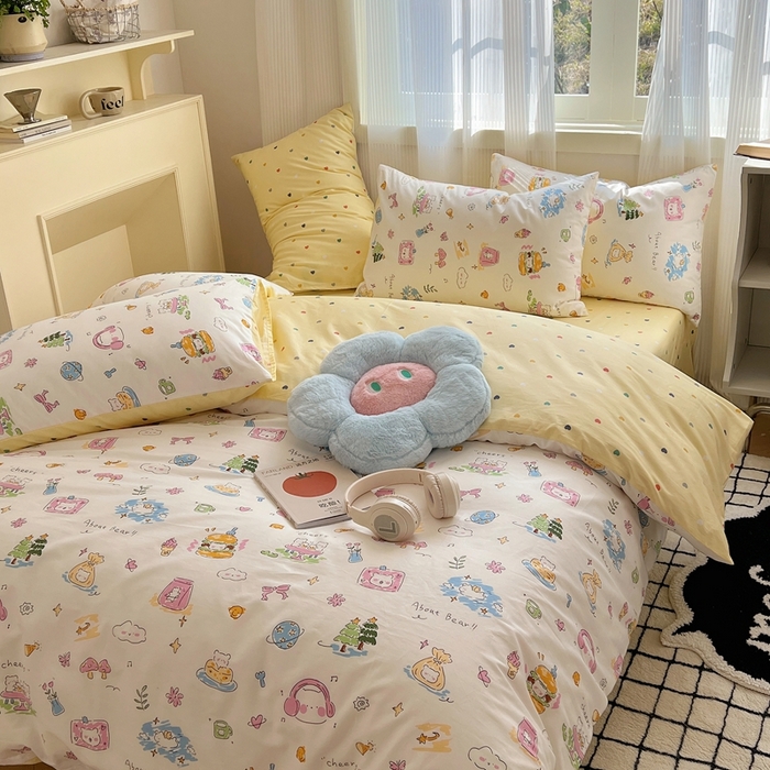 91家纺网 家纺一手货源 找家纺 瑞莱 2023新款13372全棉印花单被套 开心生活