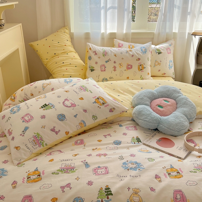 91家纺网 家纺一手货源 找家纺 瑞莱 2023新款13372全棉印花单被套 开心生活