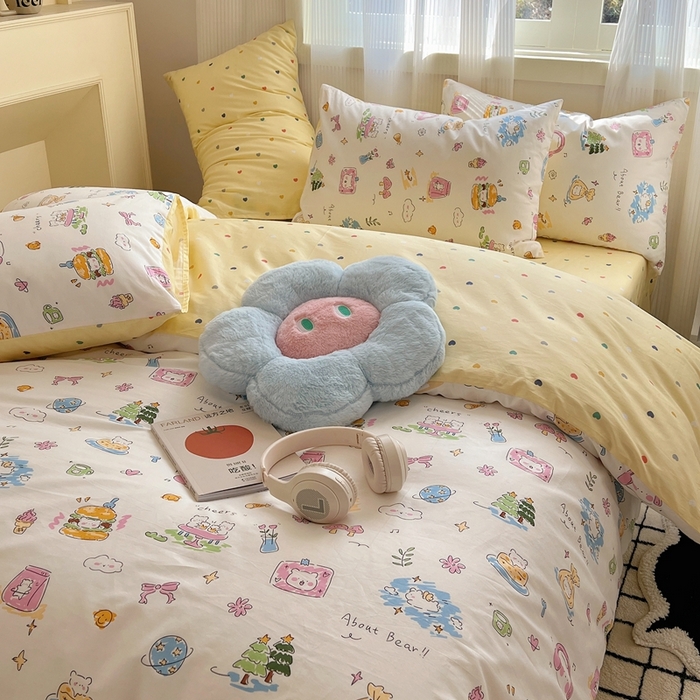 91家纺网 家纺一手货源 找家纺 瑞莱 2023新款13372全棉印花单被套 开心生活