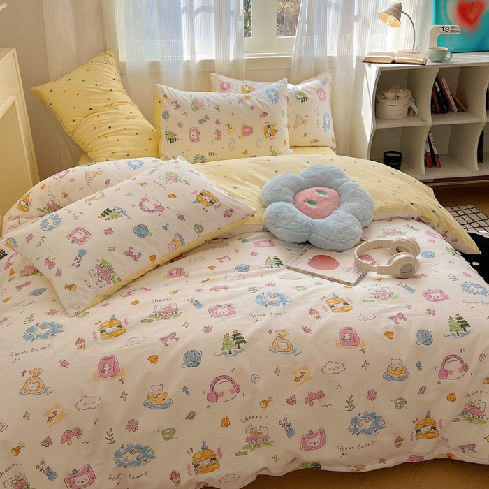 91家纺网 家纺一手货源 找家纺 瑞莱 2023新款13372全棉印花单被套 开心生活