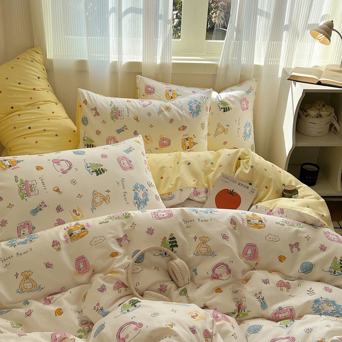 91家纺网 家纺一手货源 找家纺 瑞莱 2023新款13372全棉印花单被套 开心生活