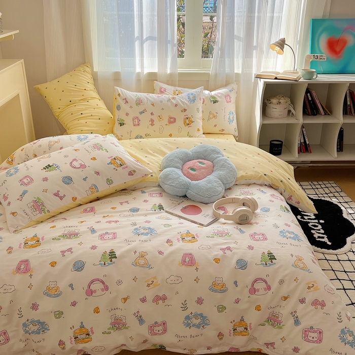 91家纺网 家纺一手货源 找家纺 瑞莱 2023新款13372全棉印花单被套 开心生活