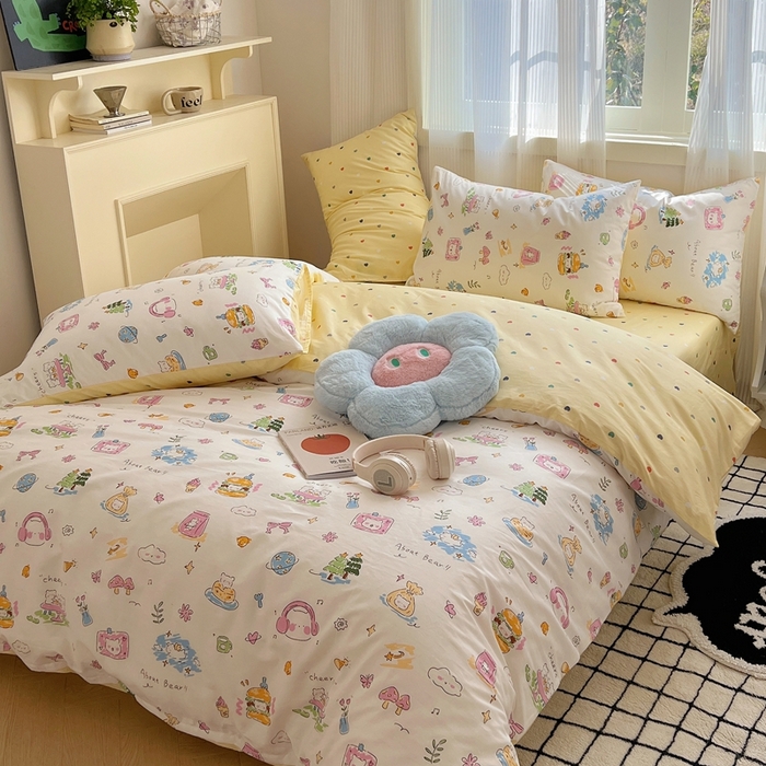 91家纺网 家纺一手货源 找家纺 瑞莱 2023新款13372全棉印花单被套 开心生活