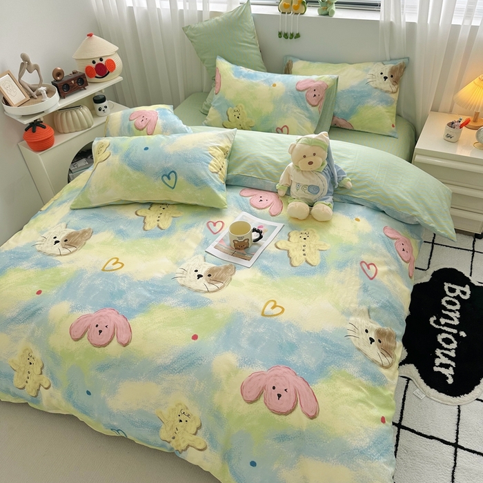 91家纺网 家纺一手货源 找家纺 瑞莱 2023新款13372全棉印花单被套 蜡笔画