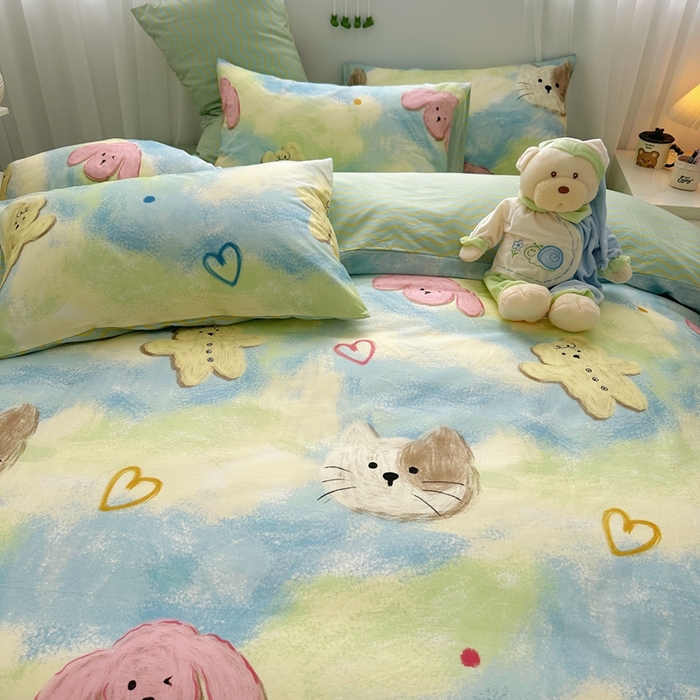 91家纺网 家纺一手货源 找家纺 瑞莱 2023新款13372全棉印花单被套 蜡笔画