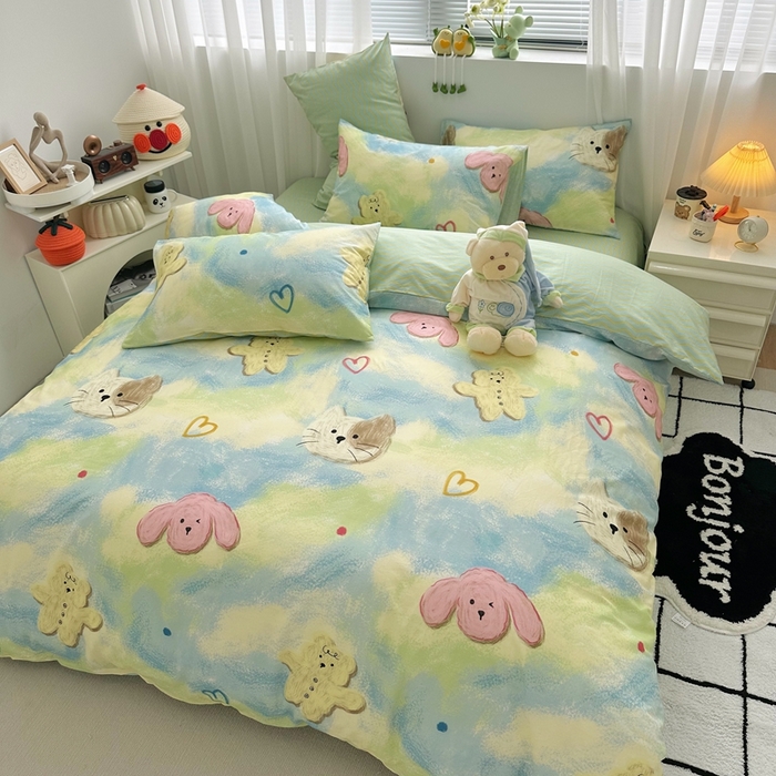 91家纺网 家纺一手货源 找家纺 瑞莱 2023新款13372全棉印花单被套 蜡笔画