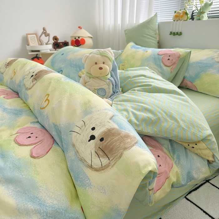 91家纺网 家纺一手货源 找家纺 瑞莱 2023新款13372全棉印花单被套 蜡笔画