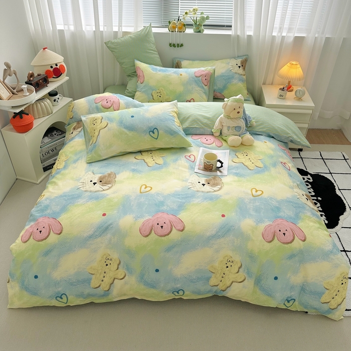 91家纺网 家纺一手货源 找家纺 瑞莱 2023新款13372全棉印花单被套 蜡笔画