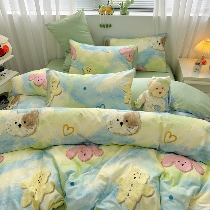 91家纺网 家纺一手货源 找家纺 瑞莱 2023新款13372全棉印花单被套 蜡笔画