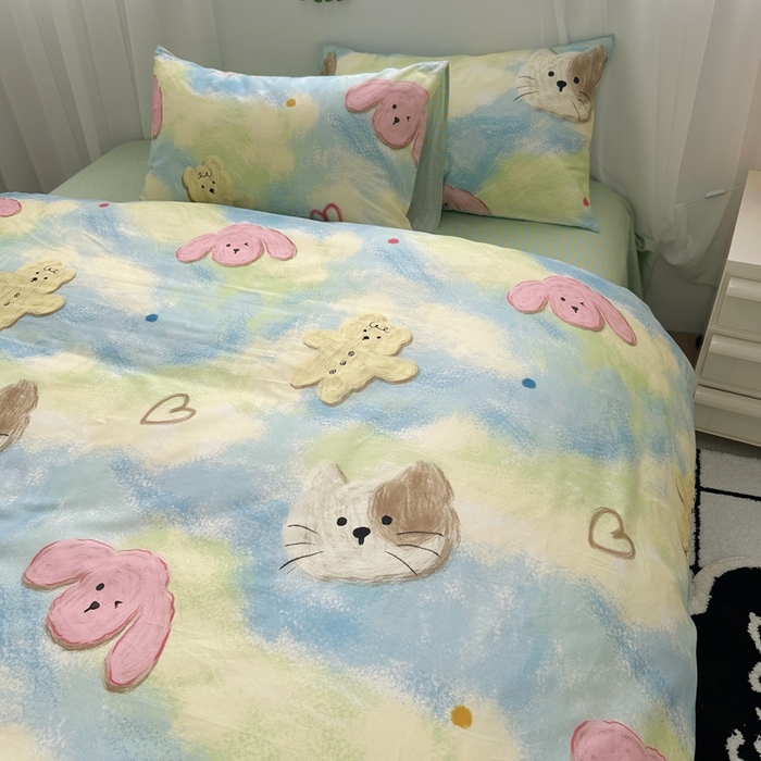 91家纺网 家纺一手货源 找家纺 瑞莱 2023新款13372全棉印花单被套 蜡笔画