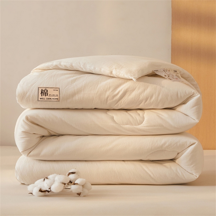 91家纺网 家纺一手货源 找家纺 西域种棉人·千百笠 2025新款A类抗菌里外全棉100%新疆棉花褥子床垫垫被软垫家用棉花被褥铺底 夏洛被子-白