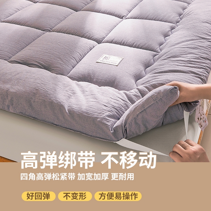 91家纺网 家纺一手货源 找家纺 西域种棉人·千百笠 2025新款A类抗菌里外全棉100%新疆棉花褥子床垫垫被软垫家用棉花被褥铺底 夏洛床垫-灰