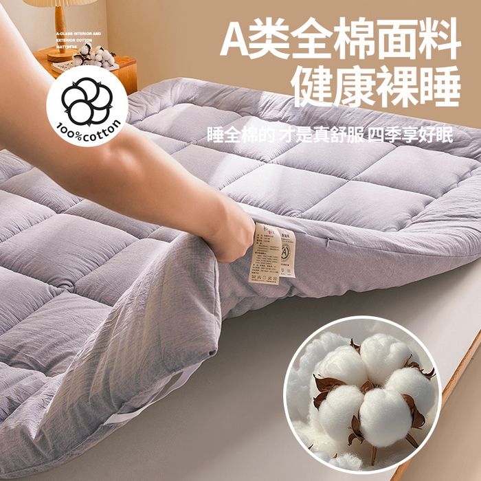 91家纺网 家纺一手货源 找家纺 西域种棉人·千百笠 2025新款A类抗菌里外全棉100%新疆棉花褥子床垫垫被软垫家用棉花被褥铺底 夏洛床垫-灰